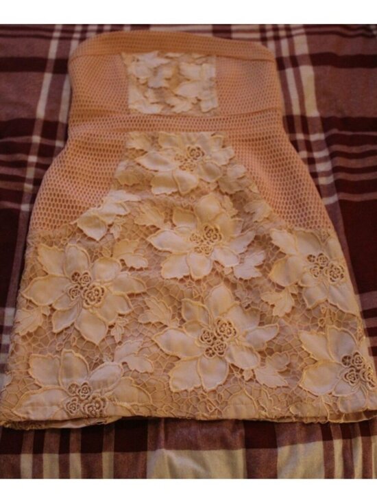 Lovers + Friends Dresses & Skirts - Lovers + Friends Peach/Pink Strapless Floral Lace Overlay Dress Size Small
